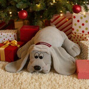Vintage 1985 Tonka Pound Puppies Gray Plush Dog with Collar – Large Stuffed Anim